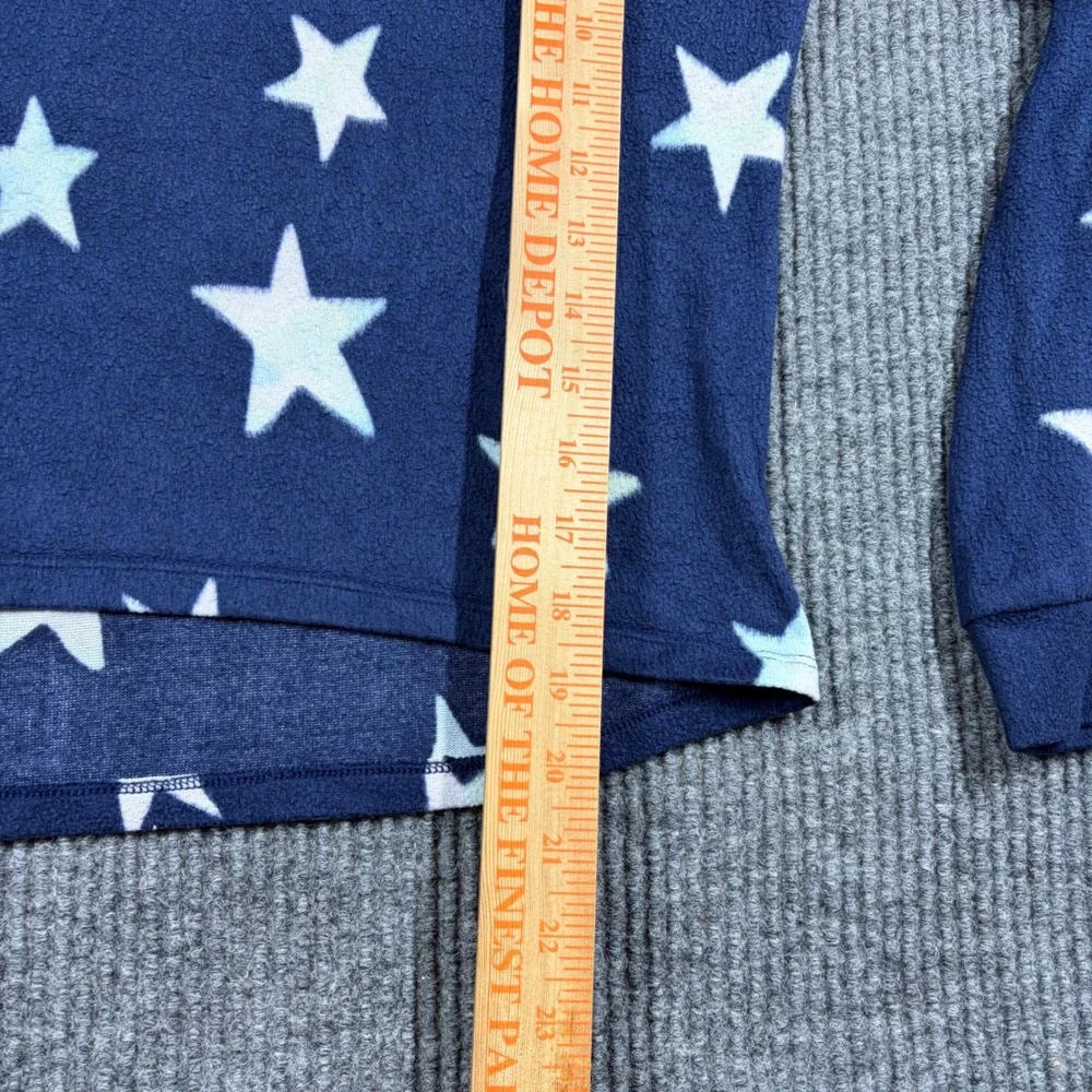 SO Intimates Pajama Top Womens Small Blue White Star Print Long Sleeve V-Neck